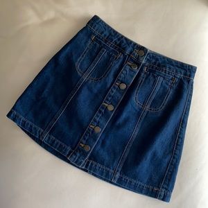 Topshop Petite Denim Button Mini Skirt Size 2P